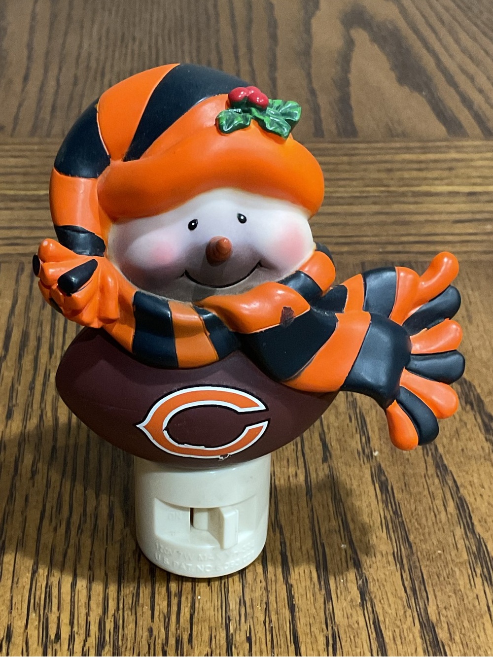 Adorable Chicago Bears Orange & Black Snowman Night Light - NFL Team Decor